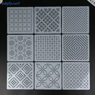 BDGF 9/32Pcs Sashiko เย็บปักถักร้อยแม่แบบ DIY เรขาคณิต Patchwork Stencil Reusable PET Stencil Handmade เย็บปักถักร้อยหัตถกรรมเครื่องมือ TH