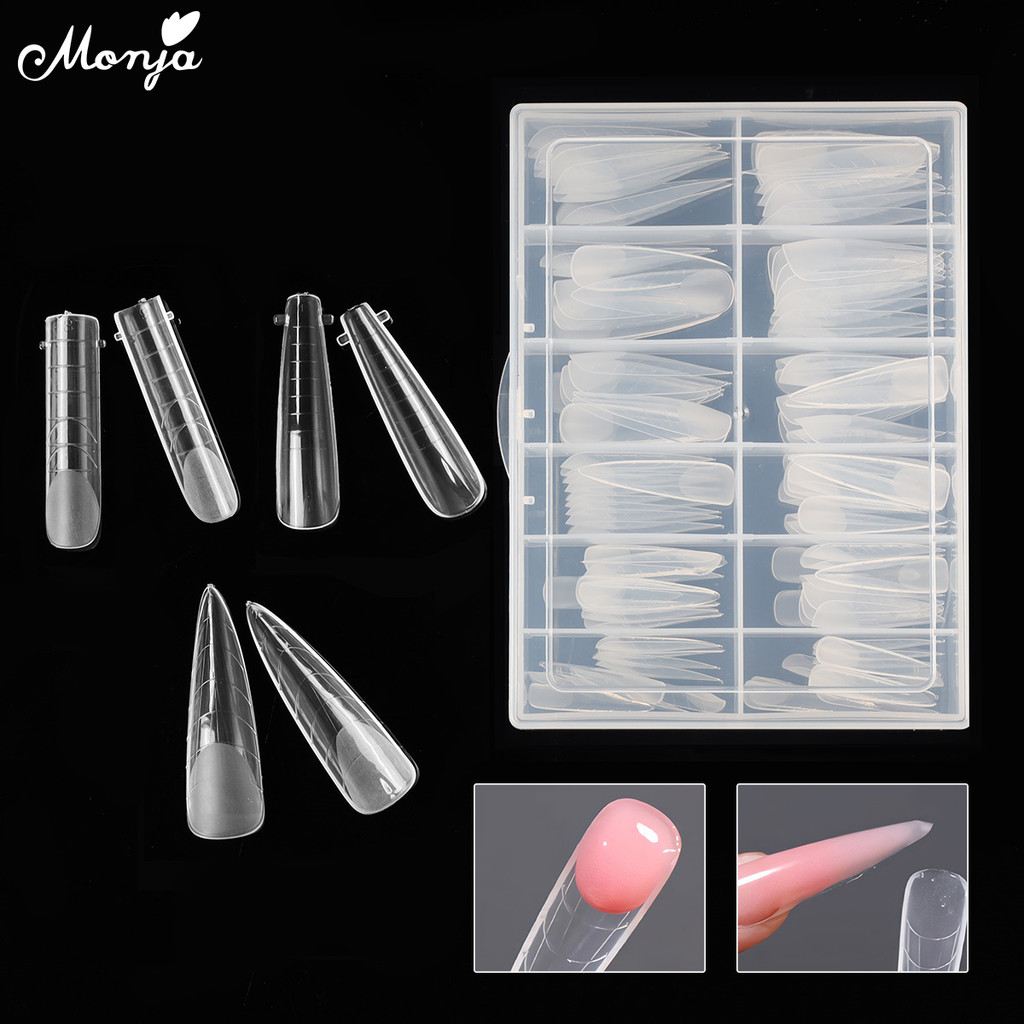 Monja เล็บเคล็ดลับรูปแบบเต็มรูปแบบ Builder แม่พิมพ์เล็บปลอม Extension อะคริลิคปลอมนิ้วมือ Quick Mold
