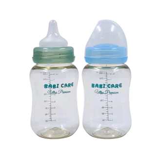 Babi Care ขวดนมเบบี้แคร์ แพ็คคู่ 2 ขวด รุ่นไตรตันอัลตร้าพรีเมี่ยม คอกว้าง 4,8oz.มาพร้อมจุกนมไม่ดูดไม่ไหล