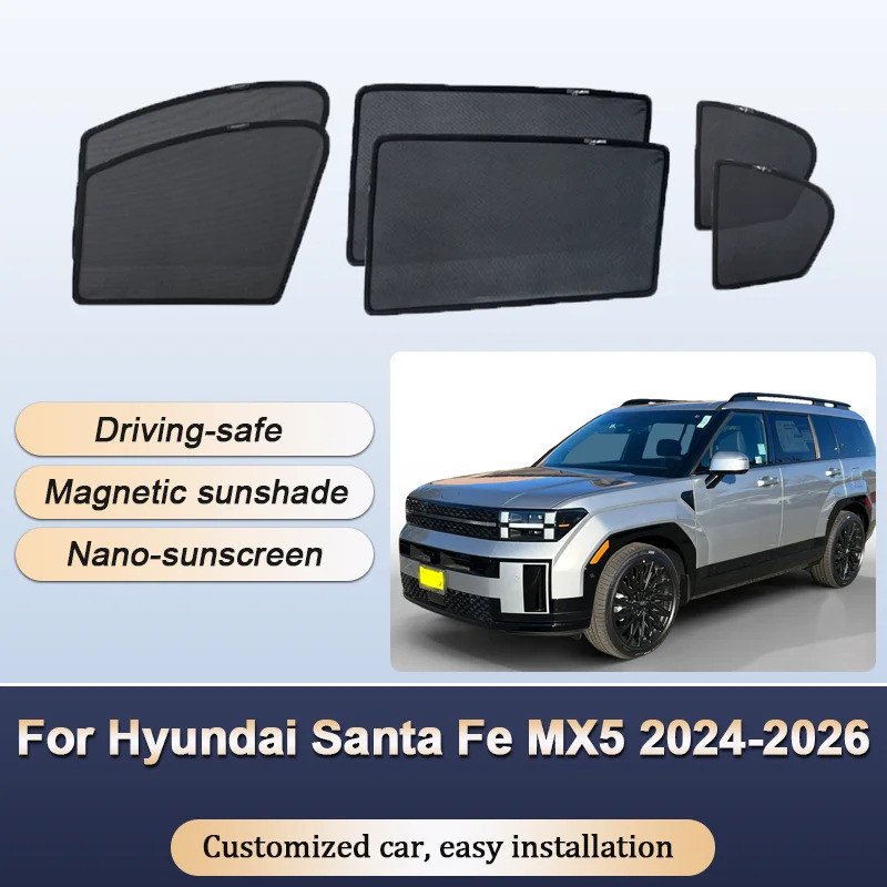 Sun Shades สําหรับ Hyundai Santa Fe MX5 MK5 2024 2025 2026 ม่านบังแดดแม่เหล็กความเป็นส่วนตัวป้องกัน Visor ผ้าม่านอุปกรณ์เสริมอัตโนมัติ