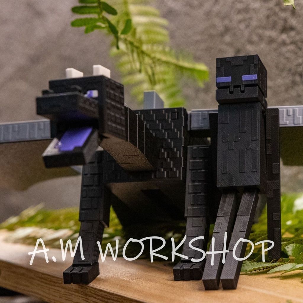 Minecraft 3d การพิมพ์ Ending Dragon Ending Man พวงกุญแจสติกเกอร์ตู้เย็นแบบเคลื่อนย้ายได้