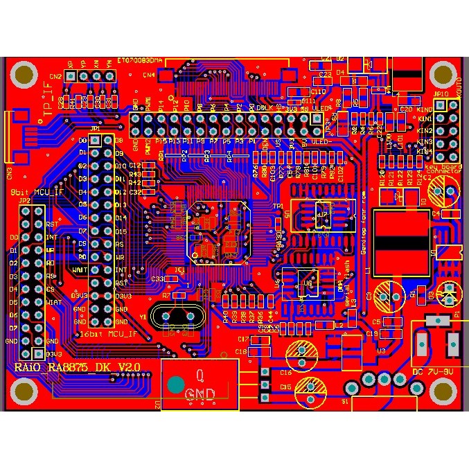 RA8875 แผนภูมิหลักวงจร PCB TFT LCD ไดรฟ์ ra8875 ไดรฟ์ LCD MX25L128