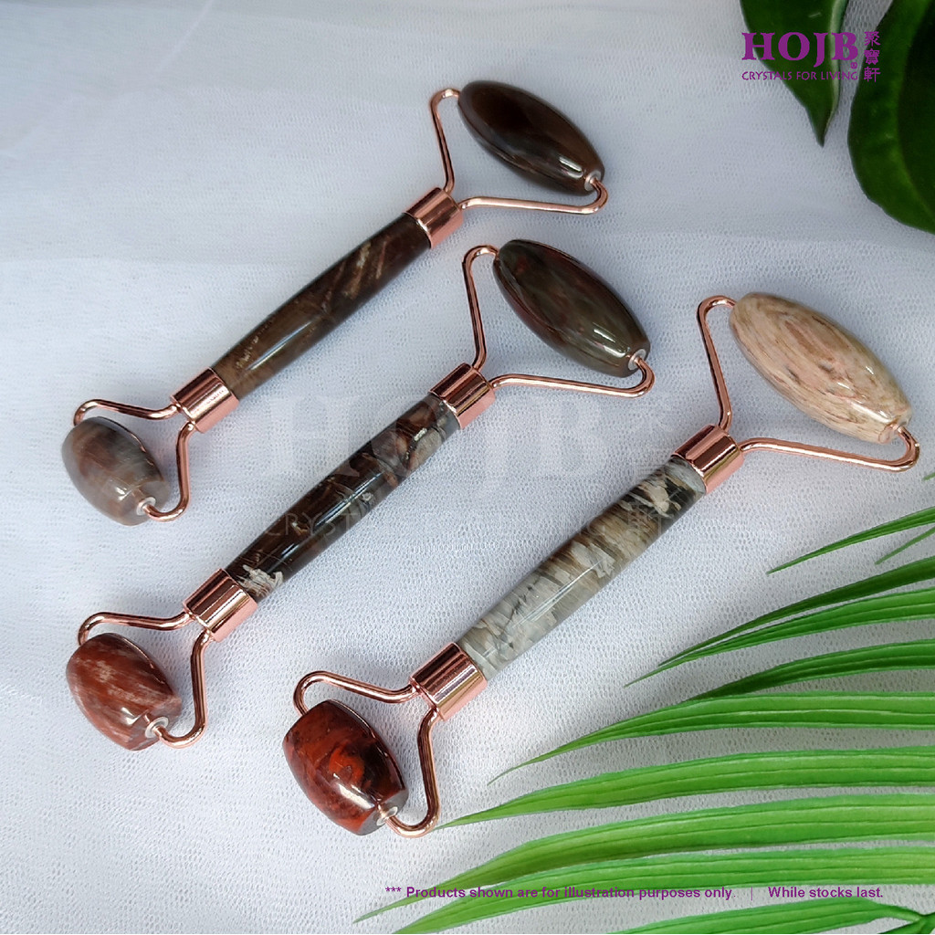 HOJB Petrified Wood Beauty Skincare Treatment Twins Roller Massage 24&50mm 聚天然木化(树化)玉米轴 Beauty 按摩棒24