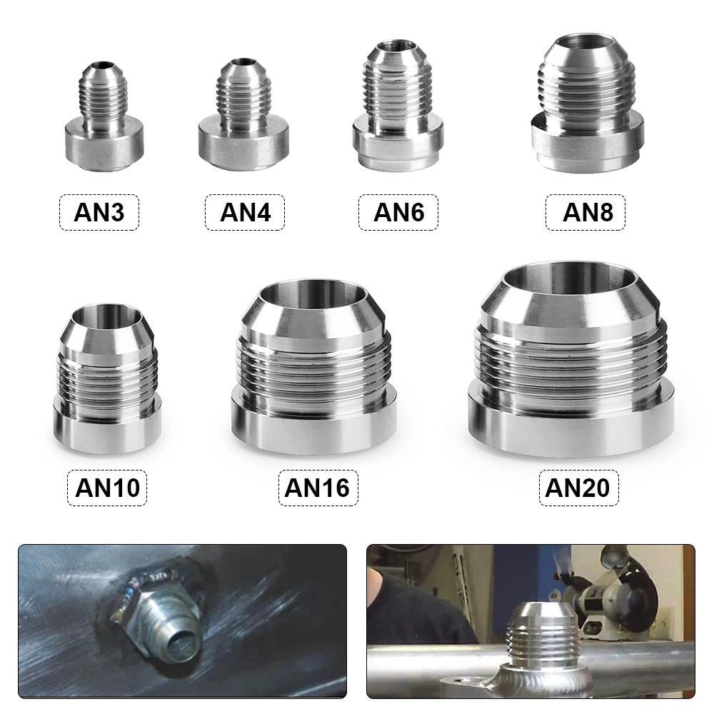 1PCS AN6 AN8 AN10 AN12 AN16 AN20 ชาย Billet สแตนเลสตรงชาย WELD FITTING อะแดปเตอร์เชื่อม Bung Nitros 