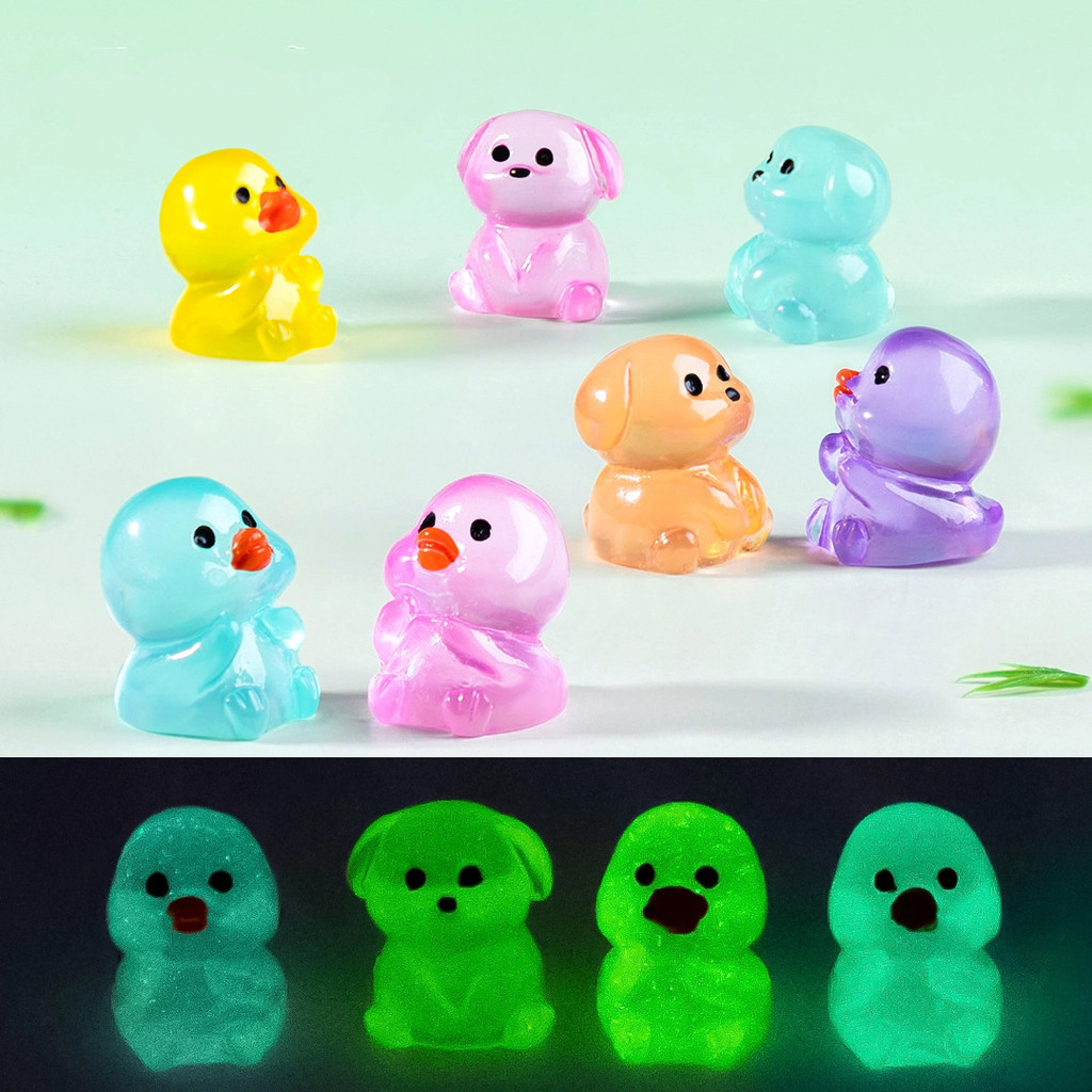 Creative Luminous Mini ลูกเป็ดตุ๊กตา Luminous Desktop เครื่องประดับ Moss Micro ภูมิทัศน์ตกแต่งสวน DIY เรซิ่นหัตถกรรม