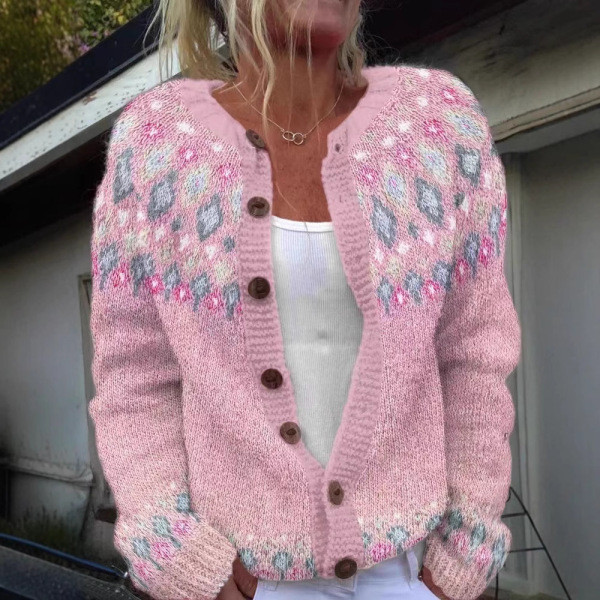 เสื้อสเวตเตอร์ถักคอกลมสำหรับผู้หญิง aiiz cardigan ใหม่ Amazon ยุโรปและอเมริกาข้ามพรมแดนสไตล์ชาติพันธ