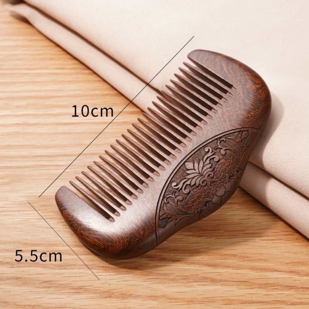 GETCOUPON หวีเครา, ฟันแคบสุดสีดําทองไม้จันทน์กระเป๋าหวีไม้, ร้อนไม่มีเหาแบบคงที่หวีไม้ผู้หญิงสาว