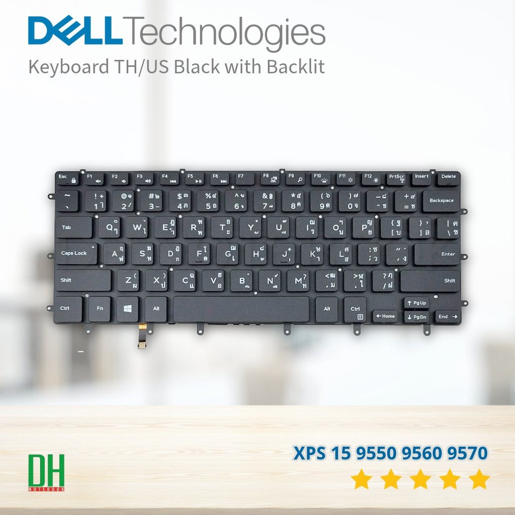 อะไหล่ OEM คีย์บอร์ดโน๊ตบุ๊ค มีไฟ Backlit (TH/US) สำหรับ DELL XPS 15 9550 9560 9570 / Precision M5510 M5520 5530 5540