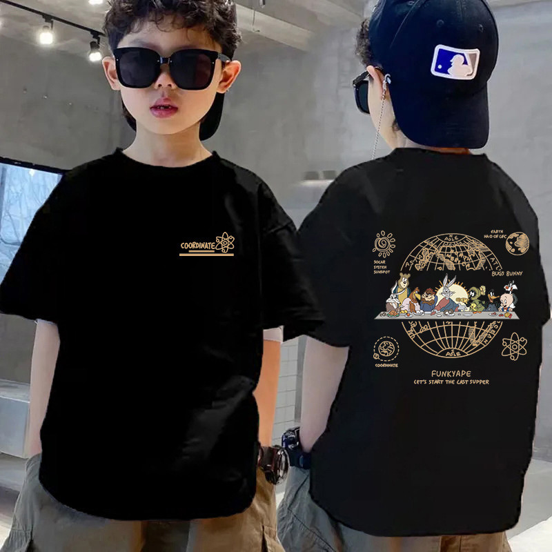 ของเด็ก เสื้อเด็ก เสื้อคอกลม แขนสั้น cotton ใส่สบาย เด็ก 2-9 ขวบ สไตล์เกาหลี 'FUNKYAPE'90-150