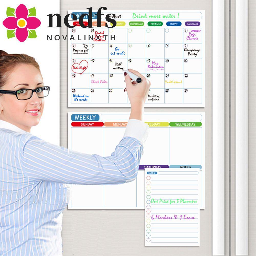 NEDFS Memo Message Board Soft A3 รายการของชํา To Do List Work Plan Magnetic Month Planner