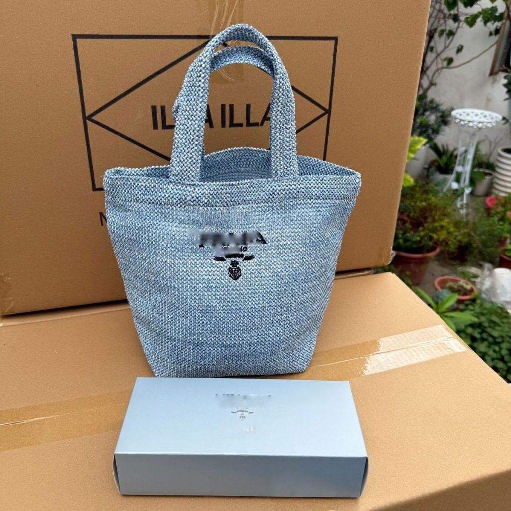 ถุงฟาง สีฟ้า ขนาด 30 x 22 x 15 ซม. สําหรับพกพาและใช้ประจําวัน