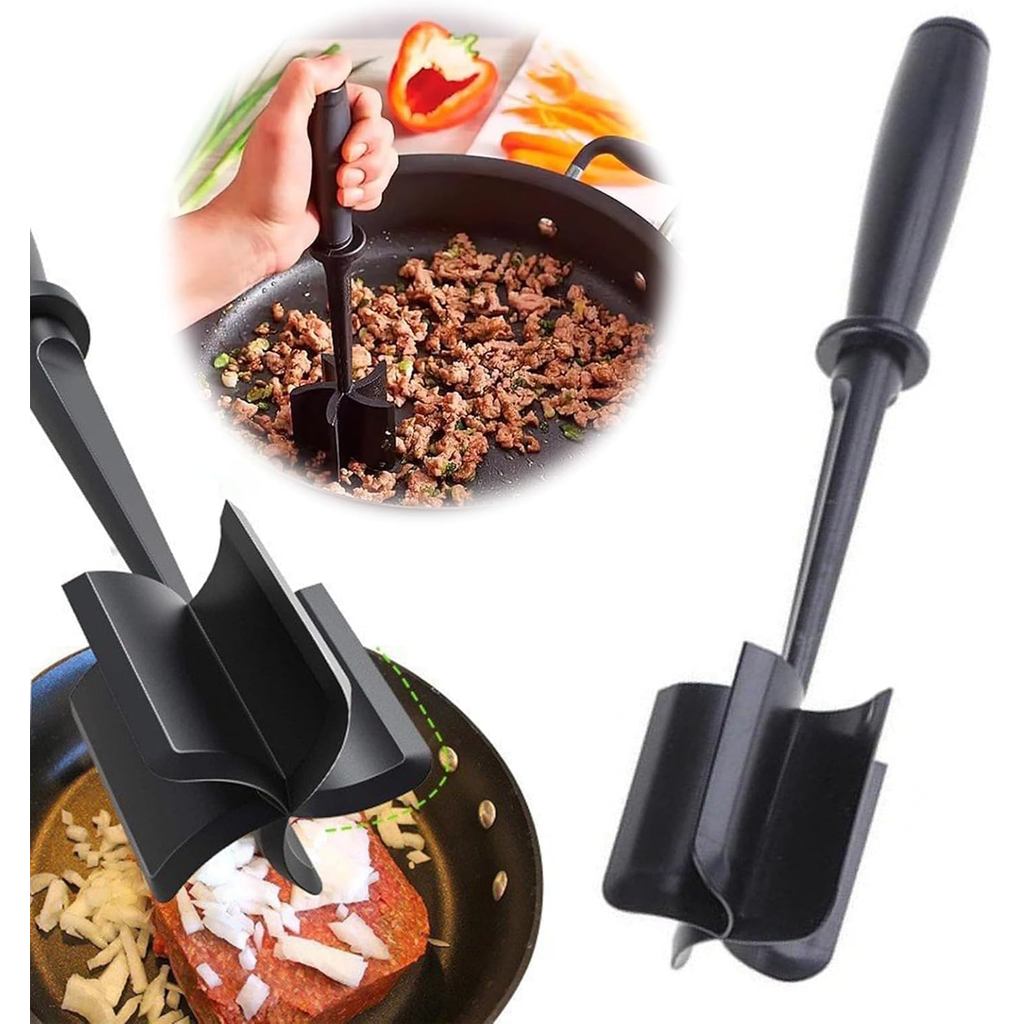 Mince Masher อเนกประสงค์ Mince เนื้อ Masher เครื่องมือสําหรับแฮมเบอร์เกอร์เนื้อเนื้อตุรกีมือถือทนควา