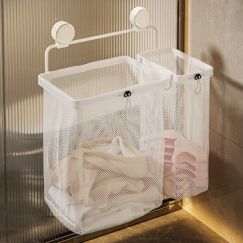 Hot Sale#Suction Cup Dirty Laundry Basket Home Wall-Mounted Dirty Clothes Hamper Bathroom Foldable L