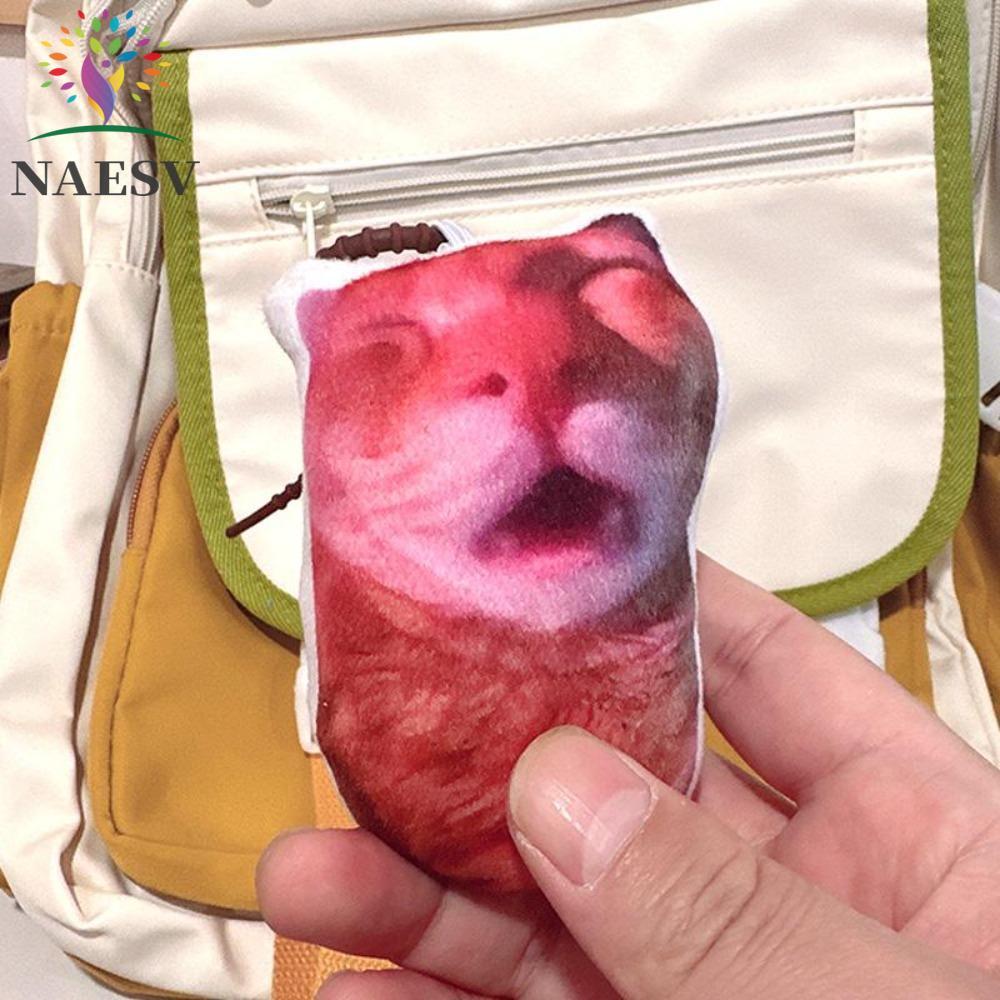 NAESV Vocal Cat Meme พวงกุญแจ, ตุ๊กตาไฟฟ้า Oiiai จี้แมว, ประณีตแฟชั่นสร้างสรรค์ตลก Huh Cat พวงกุญแจ 