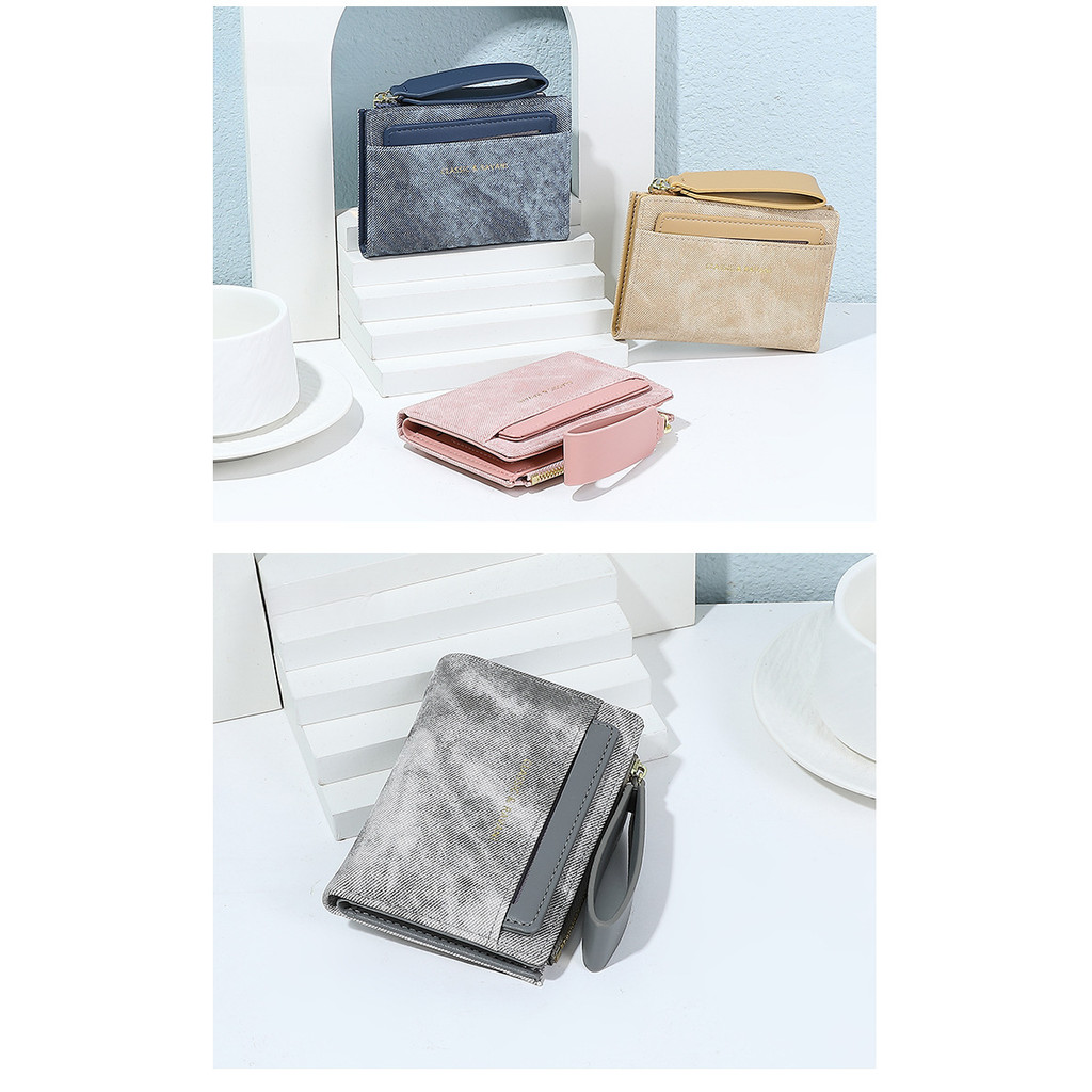 Moné.【COD&Ready stock】กระเป๋าสตางค์สตรีสั้นพับดีนิมขนาดใหญ่กระเป๋าเหรียญสตรี - รูปที่ 5