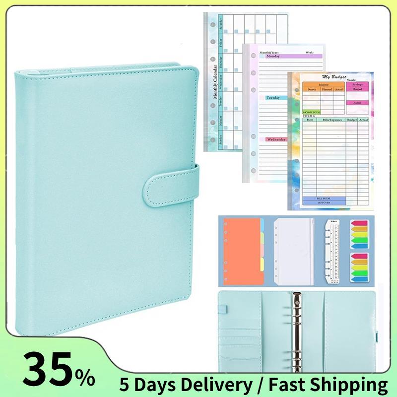 A6 Goal Planner PU หนังกระเป๋าเก็บโน้ตบุ๊ค Undated รายสัปดาห์และรายเดือนทุกวัน 6 แหวนแผนภูมิกิจกรรม 