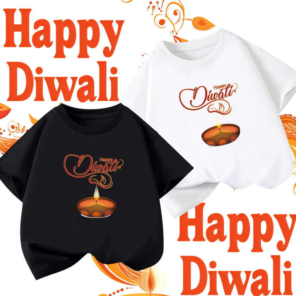 Grand Diwali เสื้อยืด Happy Diwali Festival of Lights เสื้อยืดลําลองแฟชั่น 100% cotton สำหรับผู้ชายแ