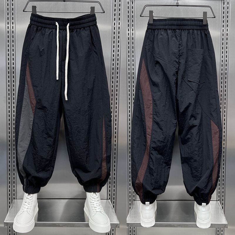 Street Wear Loose Summer Quick-Drying Legging Pants Men Striped Stitching Outdoor Sports Pants Harla