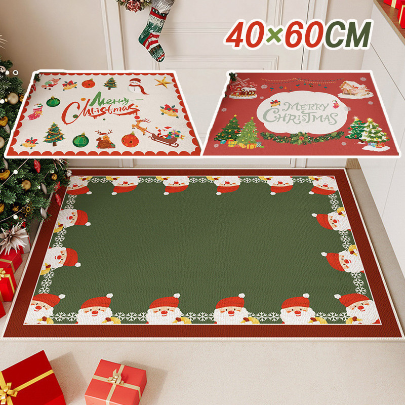 คริสต์มาส พรมเช็ดเท้ 40X60CM พรมเช็ดเท้า มีกันลื่น แห้งอย่างรวดเร็ว ตกแต่งสวย สีสันสดใส ทำความสะอาดง่าย ﻿