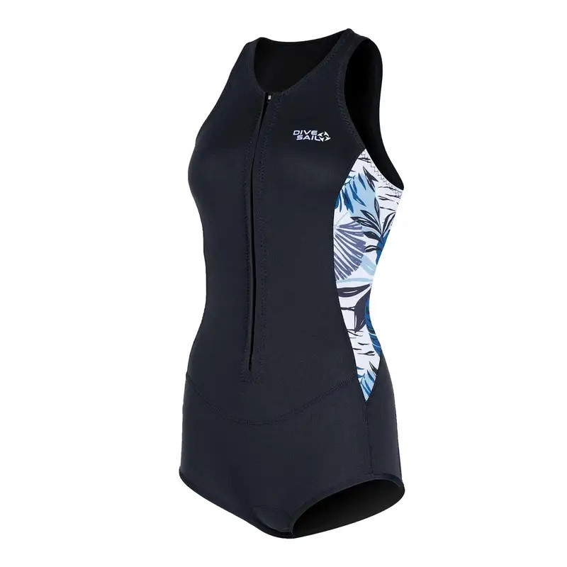 [Legend7]  Womens One Piece 2mm Neoprene ชุดว่ายน้ําแขนกุดด้านหน้าซิป Athleltic ดําน้ํา Wetsuit ดําน้ําดูปะการังพายเรือคายัคท่องว่ายน้ํา Leotard