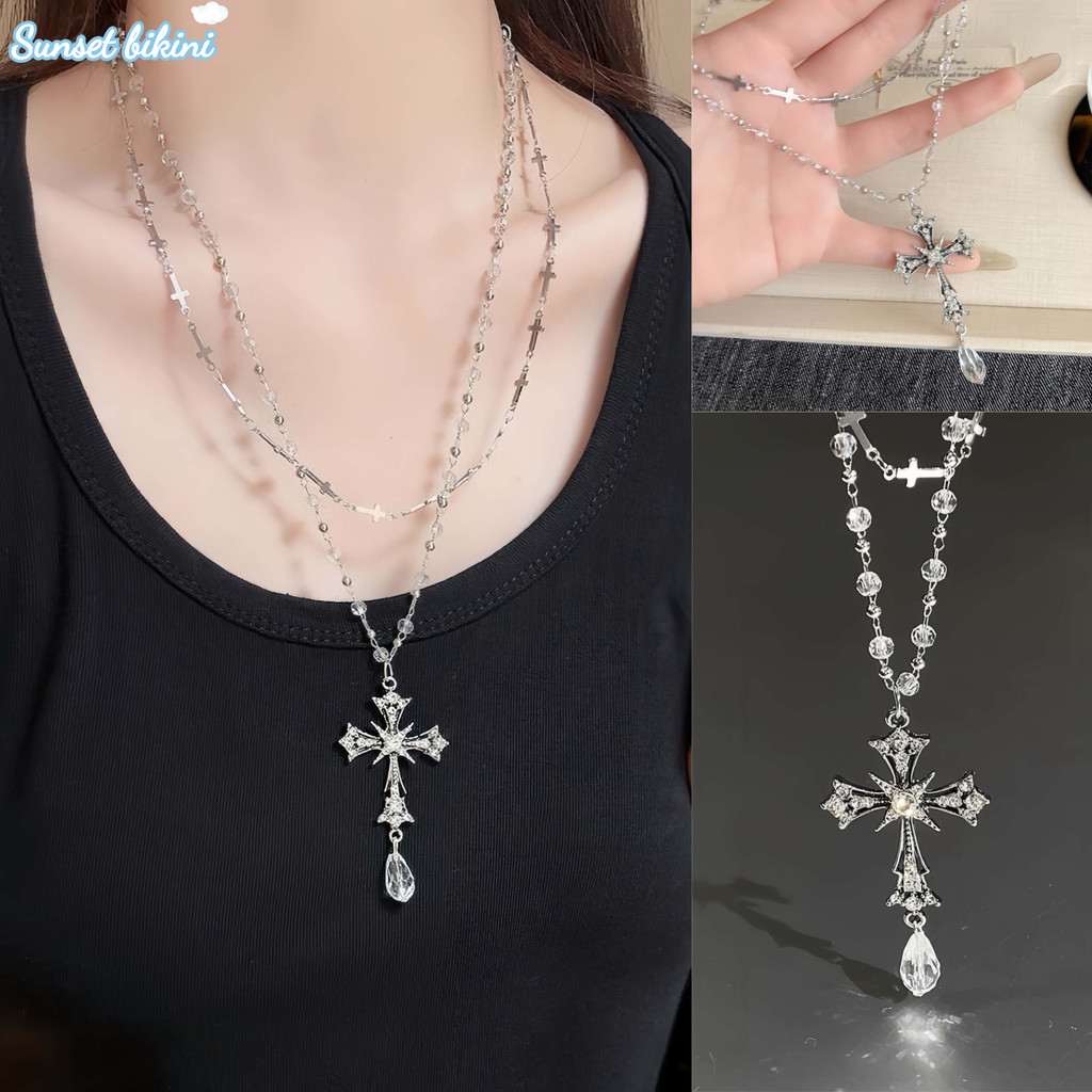 Sunset bikini✨✨สร้อยแฟชั่นจี้ไม้กางเขน พร้อมส่งในไทย สร้อยคอเท่ๆ เครื่องประดับแฟชั่น สร้อยคอผู้หญิงสไตล์เกาหลี