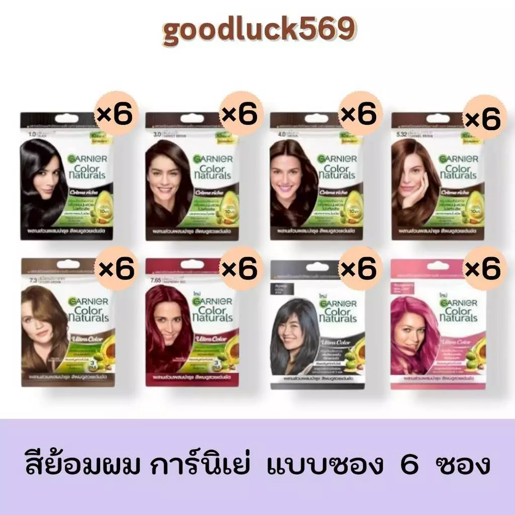 สีย้อมผมการ์นิเย่ คัลเลอร์ แนทเชอรัลส์ ยกกล่อง Garnier Color Naturals 6 ซอง