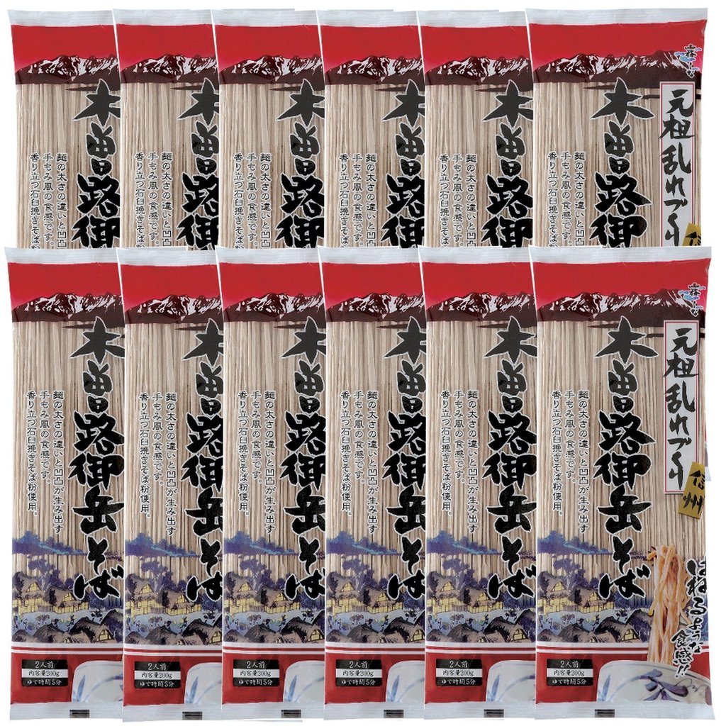 Hakubaku Kisoji Ontake Soba 200g ×12 – Japan Dry Noodles from Nagano Prefecture