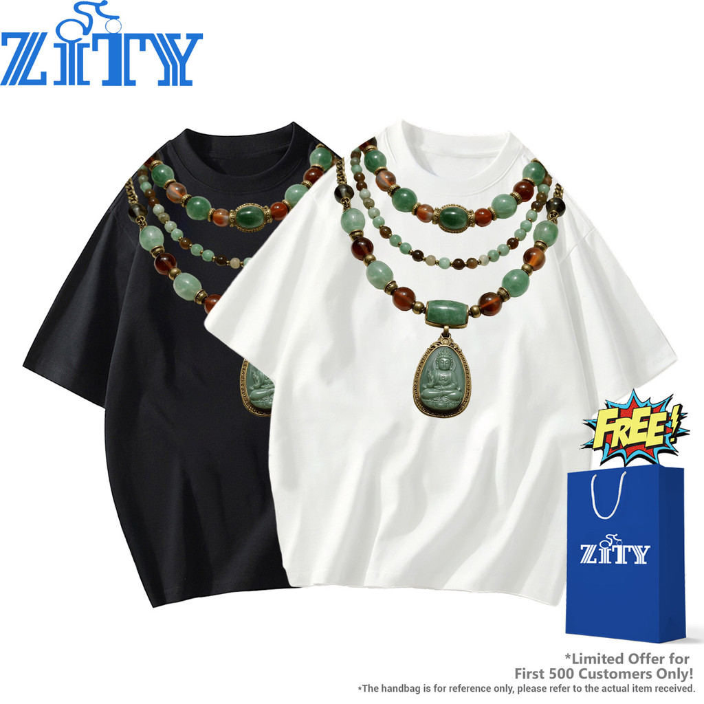 ZITY 🎽 เสื้อยืดผ้าคอตตอน 100% T-Shirt Oversize คอกลม Unisex ลาย Buddha amulets สำหรับคุณโดยเฉพาะ P2