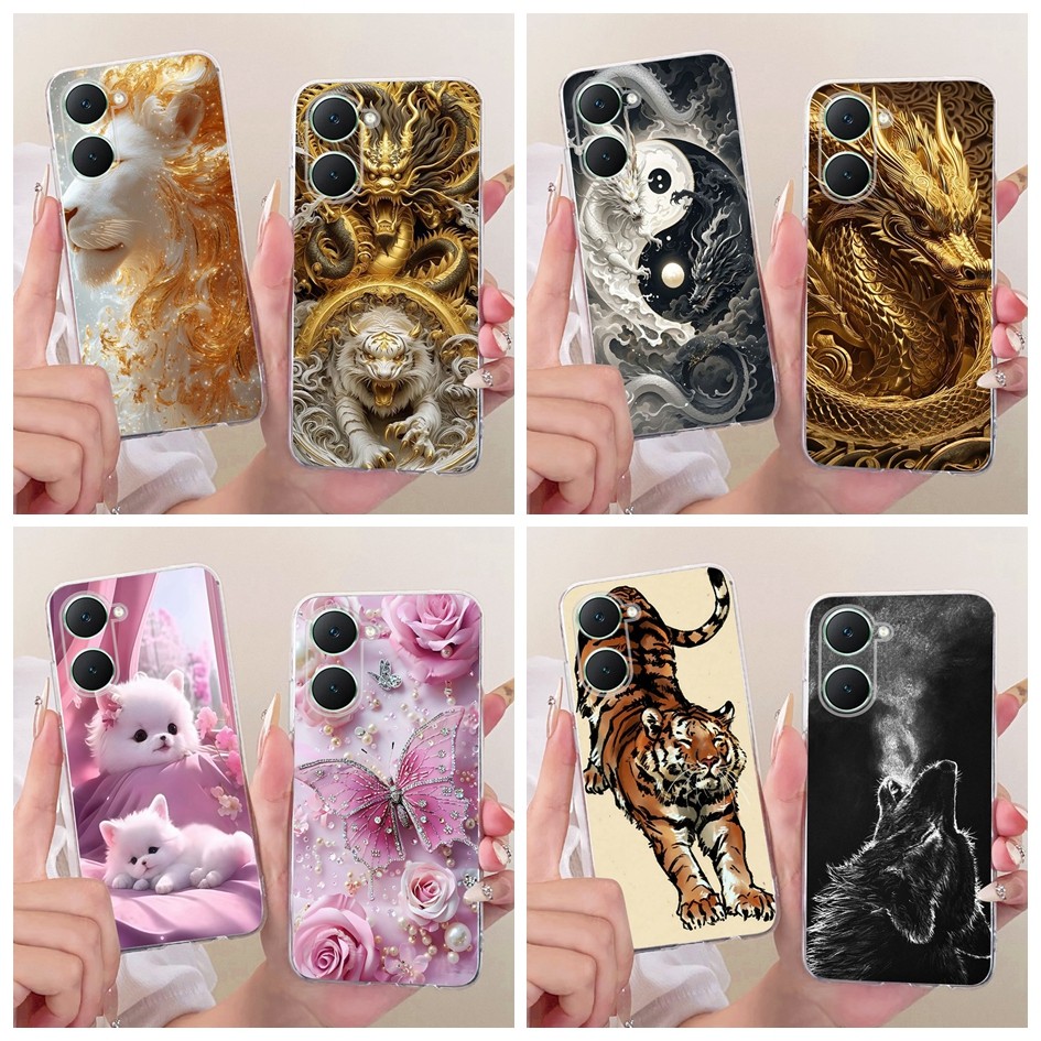 น่ารักการ์ตูนสําหรับ Vivo Y03 Y03T Y18 Y18e Y18i Y37 Y37M T3 Lite IQOO Z9 Lite เคสโทรศัพท์ Dragon Li