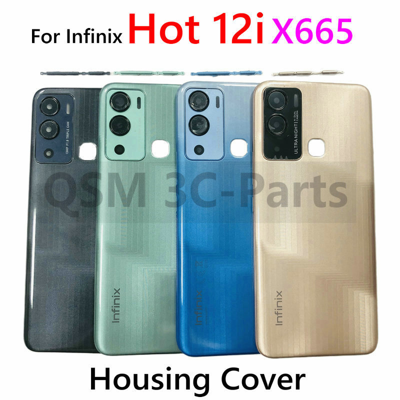 สําหรับ Infinix Hot 12i X665 X665B X665C ด้านหลังประตูด้านหลังกรณีเลนส์กล้องแก้ว