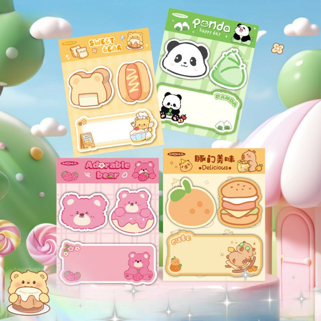 3-In-1 Kawai Sticky Notes with Animal Kawai Motif / Cute Lovely Motif Sticky Notes / Sticky Notes