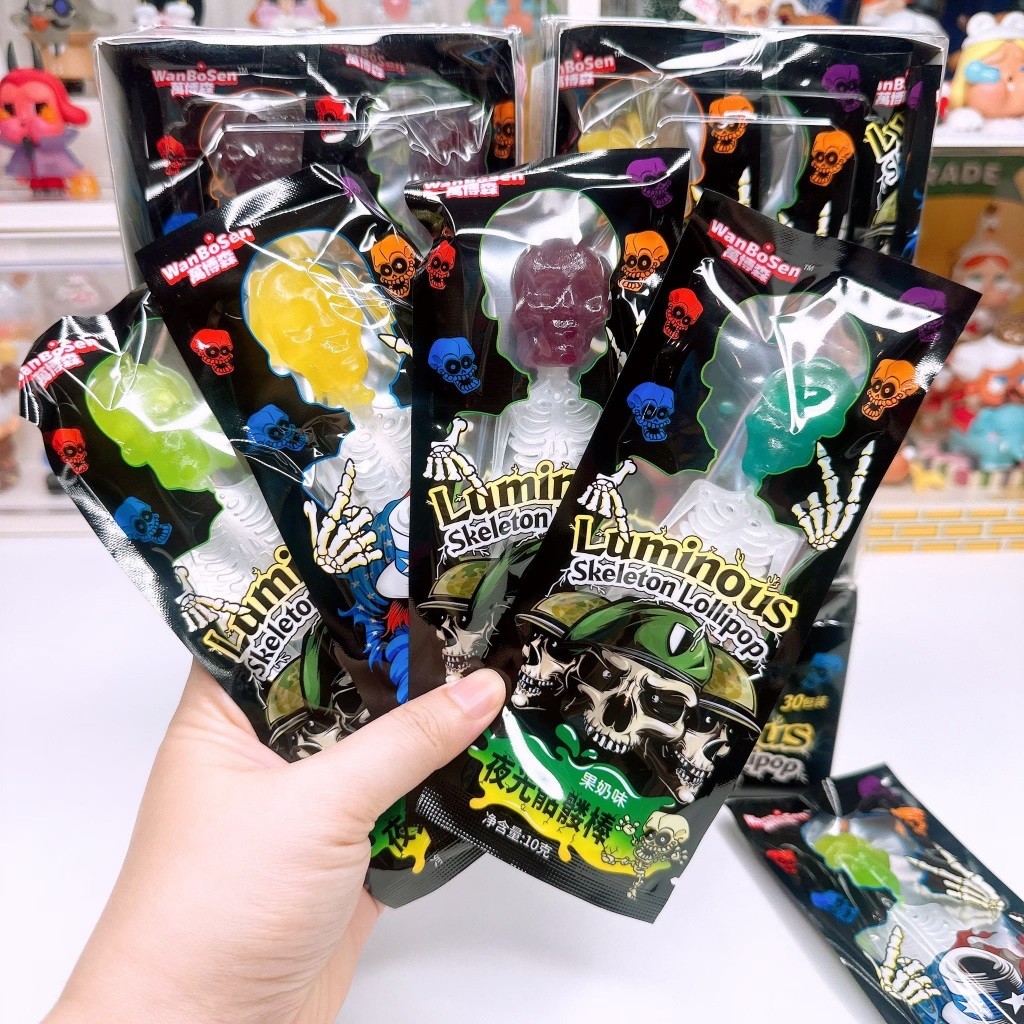 ลูกอมโครงกระดูก Luminous หลากสี ฮาโลวีน แบบ 24 ชิ้น และแบบ 30 ชิ้น