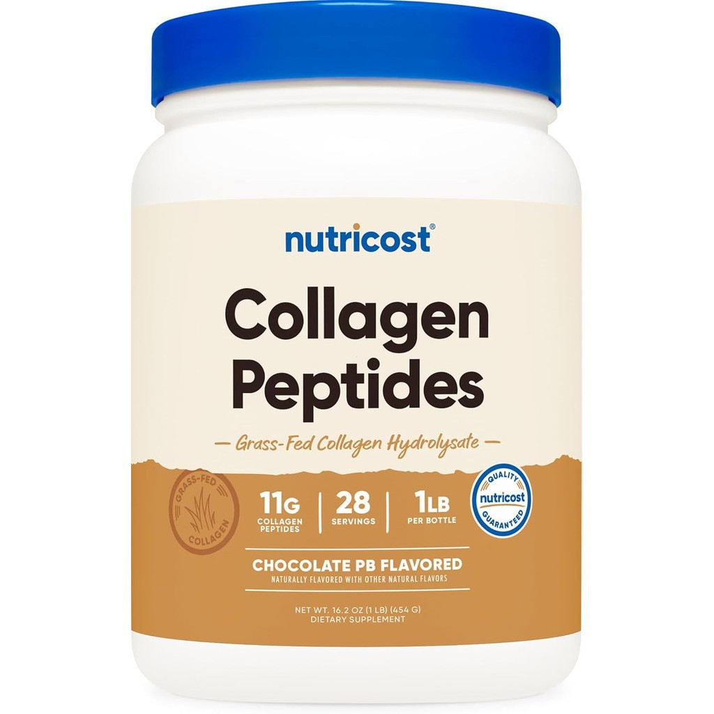Nutricot Collagen Peptides Powder (รสช็อกโกแลตเนยถั่ว) 1 LB - Grass-Fed Collagen Hydrolysate ปราศจาก