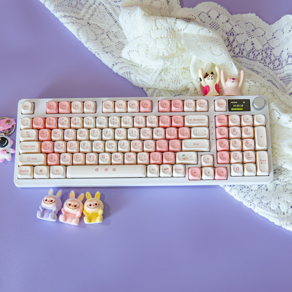 (เฉพาะปุ่มกด) Orange Dot Keycaps Thai MOA Profile Pink Keycap DYE-SUB PBT Customed DIY สําหรับ MX Me