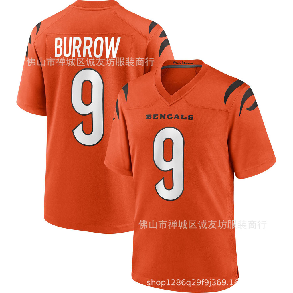 เสื้อรักบี้ NFL Bengals สีส้ม ของแท้ Joe Burrow จัดส่งรวดเร็ว