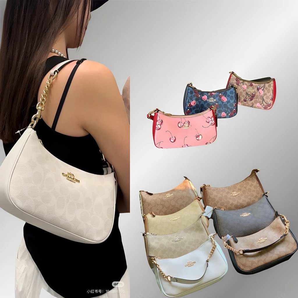Coach Coach Coach New Style Teri 24 Underarm Mahjong Bag Half Moon Bag teri Cherry Mahjong Bag Shoul