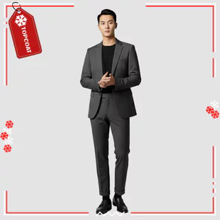 TOPCOAT ชุดสูทสำหรับผู้ชาย 2 กระดุม (Classic set) ซับในทั้งตัว ผ่าหลัง กางเกงขากระบอกเล็ก ขาพับ (1 ชุด) Size : S-4XL