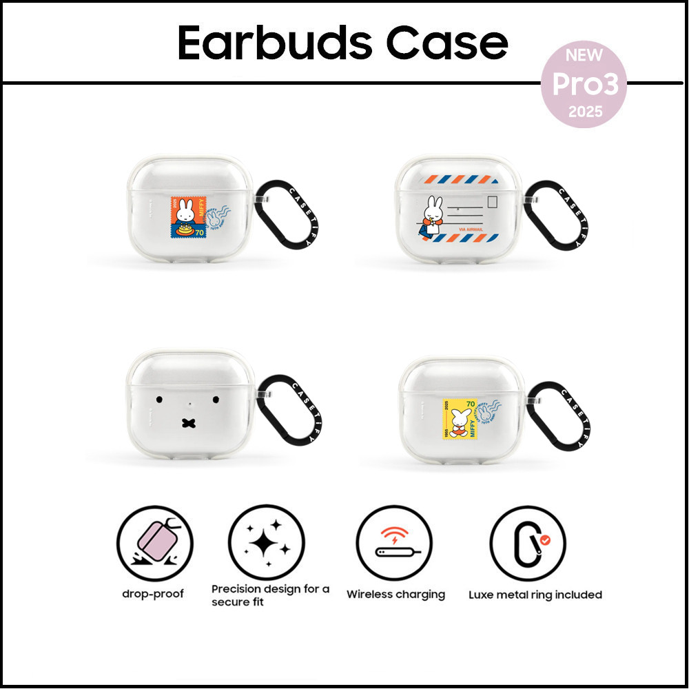 CASETi Miffy 1955 Postmark 70th Soft ซิลิโคนใส TPU สําหรับ AirPods Pro Pro2 Pro3 Gen1/2 3 4 1st 2nd 3rd 4th ปลอก