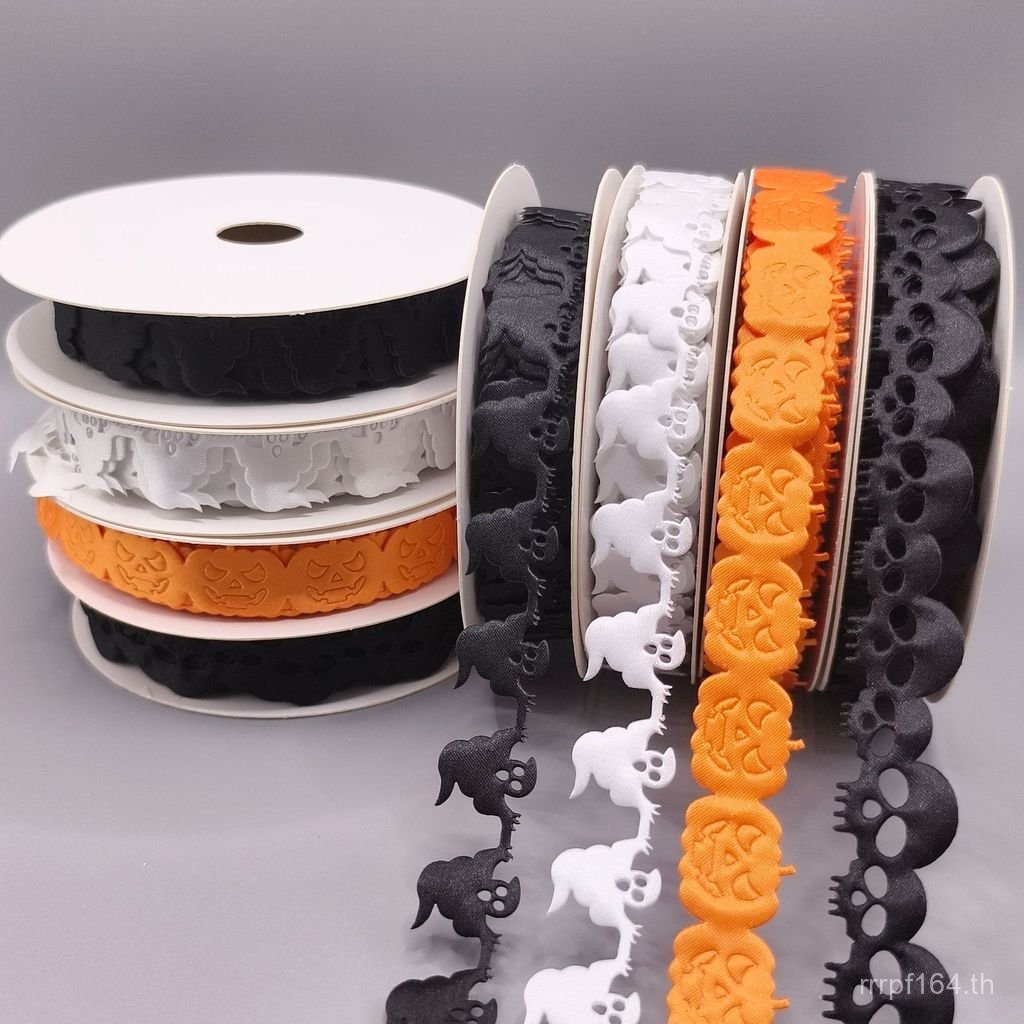 E18 ตกแต่งฟักทอง Skull Ghost ใหม่ชุดของขวัญข้ามพรมแดน Ghost Face Party ริบบิ้นฮาโลวีน BCXA