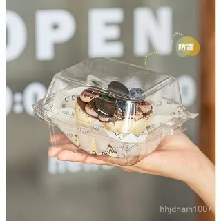 100ใบ กล่องฝาพับใส ล็อคแน่น กล่องเค้กมินิมอล เกาหลี กล่องเบอpetร์เกอร์สามารถใส่ขนมได้หลายประเภทเค้กทีรามิสุ คุกกี้ อื่นๆ