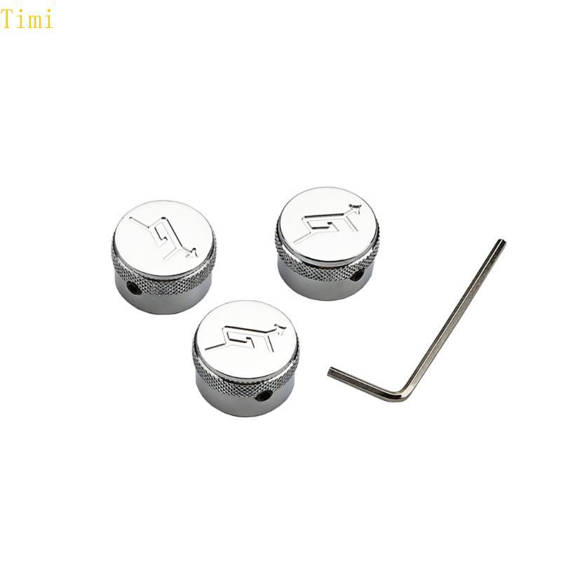 Timi 3 ชิ้น Nonslip กีตาร์ Potentiometer ควบคุมลูกบิดโลหะปริมาณ Tone ปุ่มควบคุมพร้อมรูกีตาร์ไฟฟ้าเบส