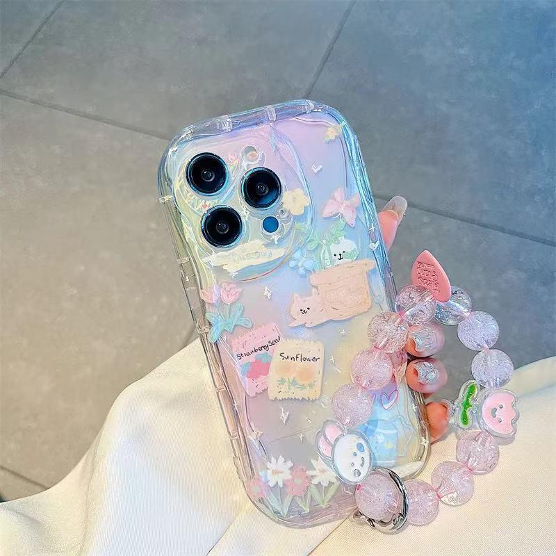 ดอกไม้กระต่าย 3D Cherry Chain สําหรับ Infinix GT 30 30 Pro Hot 60 50 Pro Plus 60i หมายเหตุ 50 50X 50S Tecno Spark Go 2 40C 40 Camon 40 30 Pro 5G TPU ฝาครอบโทรศัพท์กรณี