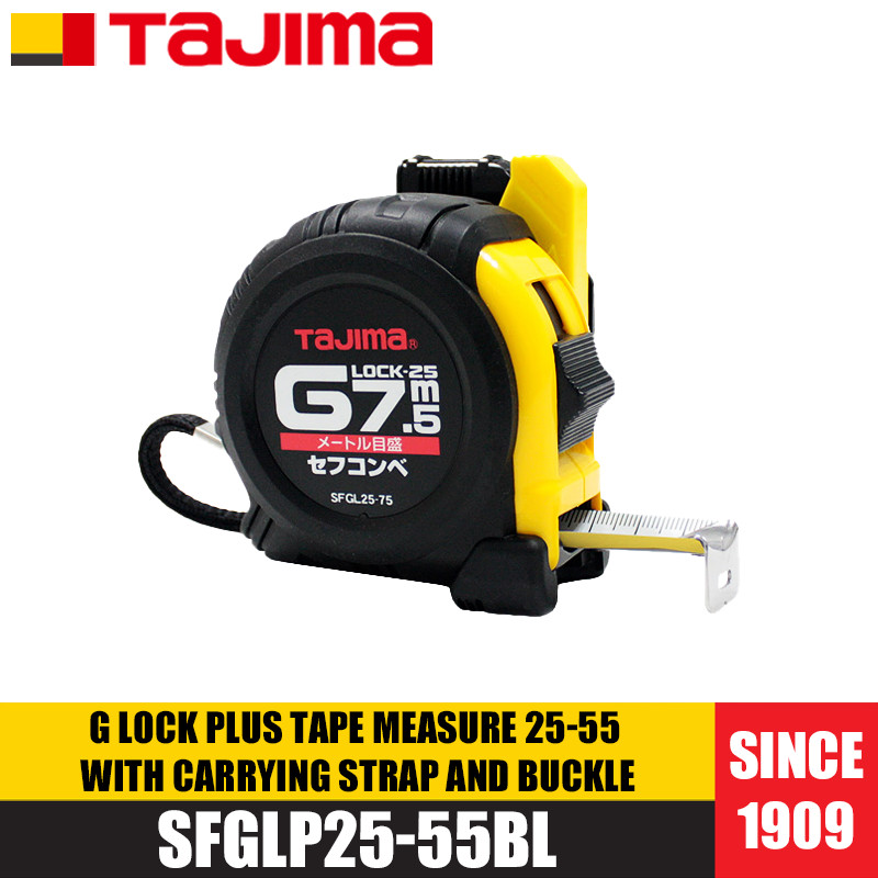 Tajima 1001-1906/SFGLP25-55BL G LOCK PLUS เทปวัด 25-55 พร้อมสายพกพาและหัวเข็มขัด 5.5 ม.