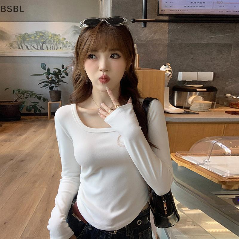 เสื้อยืดBSBL คอปกแขนยาว สแควร์숄เดอร์ สำหรับผู้หญิง