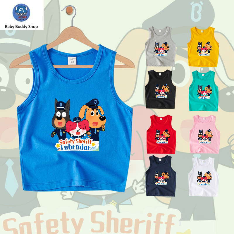 SHERIFF LABRADO เสื้อกล้ามเด็กทำจากผ้าฝ้ายบริสุทธิ์ สไตล์การ์ตูนสำหรับเด็กชายและเด็กหญิง TA095