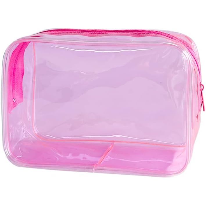 Neon Clear Pouch all Makeup Bag, 7"x2.3"x4.7" Size TSA Improped Toiletry Bag, PVC Travel Bags for To