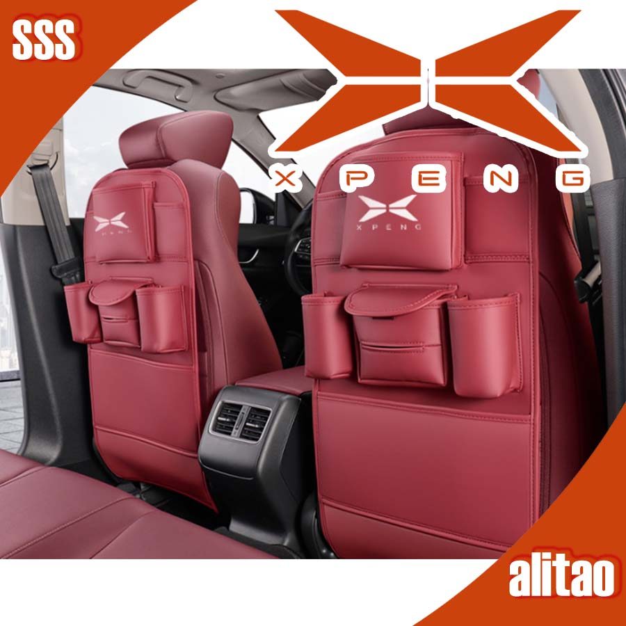 [READY]XPENG G6 Car Seat Back Anti-Kick Pad XPENG X9 Body Kit Decoration Leather Storage Bag X9 EV A