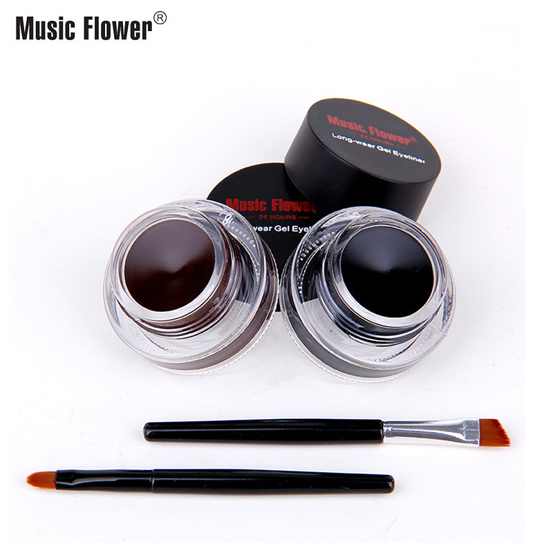 ขายร้อน MusicFlower แต่งหน้ากันน้ํา Non-Smudge เครื่องสําอางอายไลเนอร์สีดํา + สีน้ําตาล 1007 Eye EFA