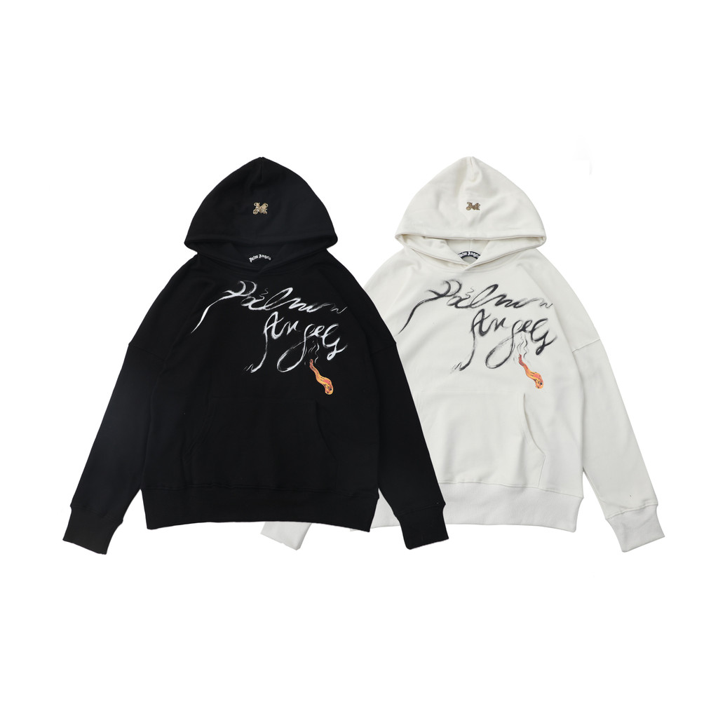 Palm Angels Palm Angels PA Graffiti พิมพ์ตัวอักษรเสื้อกันหนาวลําลองหลวมยุโรปอเมริกัน Hoodie