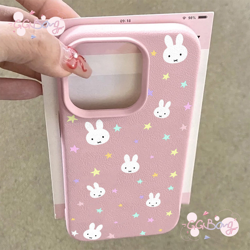 เข้ากันได้กับ IPhone 13 17 air 15 11 16 12 14 Pro Max XR X 7 8 15 Plus เคสหนังลายกระต่ายมิฟฟี่ลายการ์ตูนสีสันสดใสน่ารัก